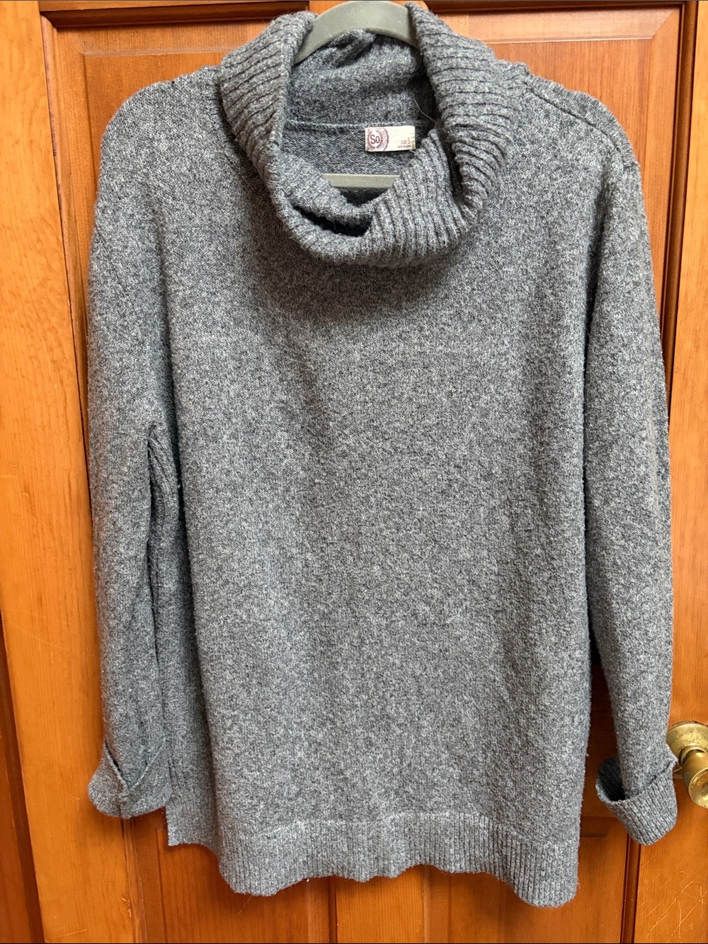 SO Women's Heather Gray Cowl Neck Sweater